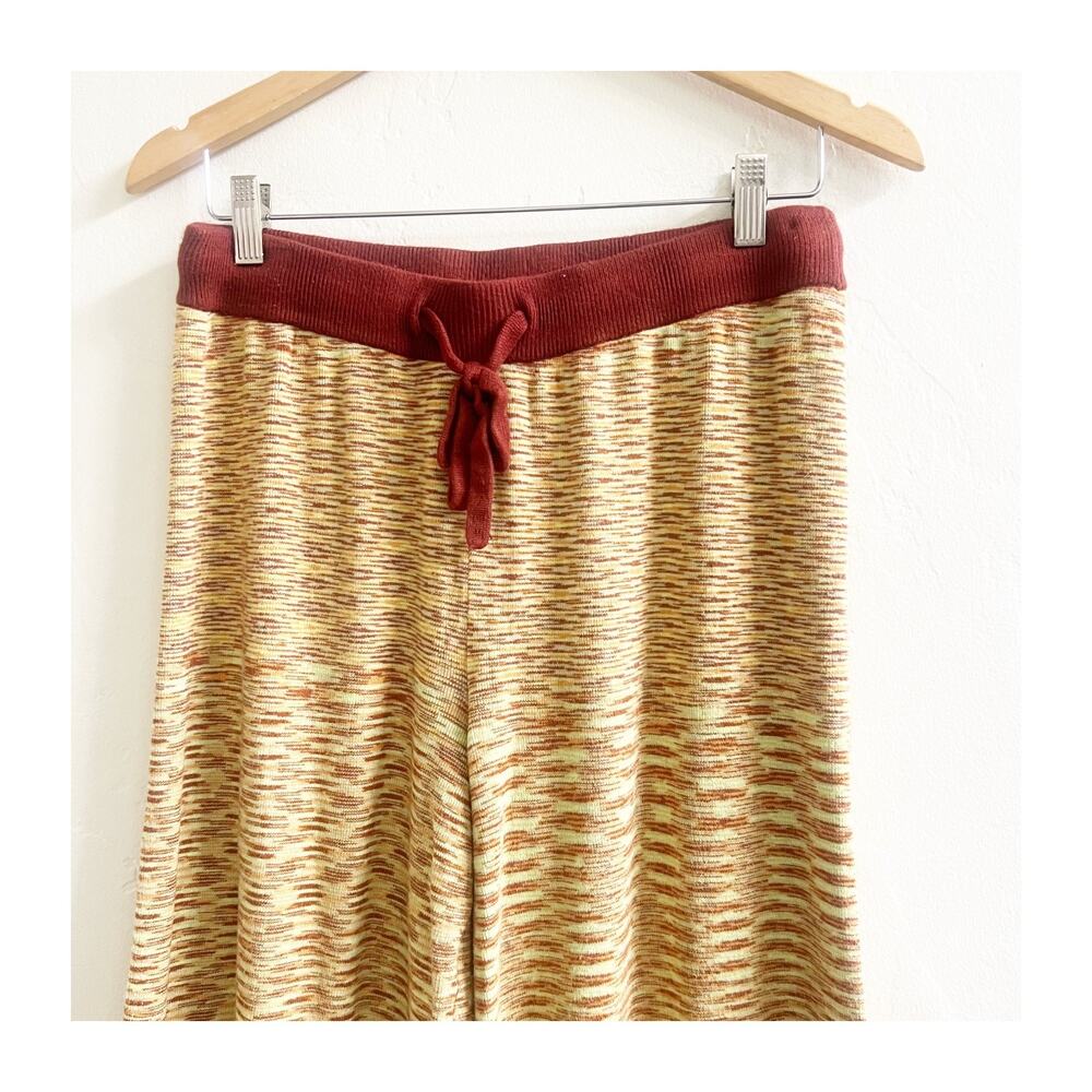 Urban Outfitters Cropped Pants Women L Mustard Spacedye Knit Wide Leg Drawstring - Picture 3 of 10